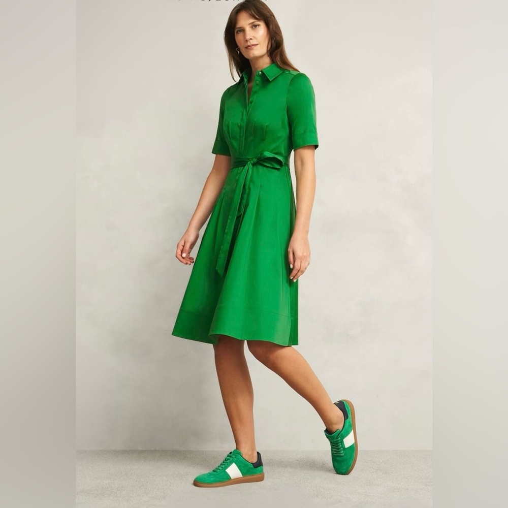 Esprit Elegant Green Shirt Dress with Front Pockets. Size M